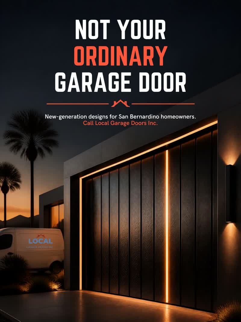 Dark vertical-slat garage door with a single accent light line